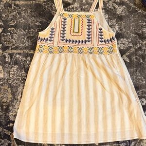 Entro Embroidered Striped Summer Sundress - Yellow & Navy Accents size L NWT